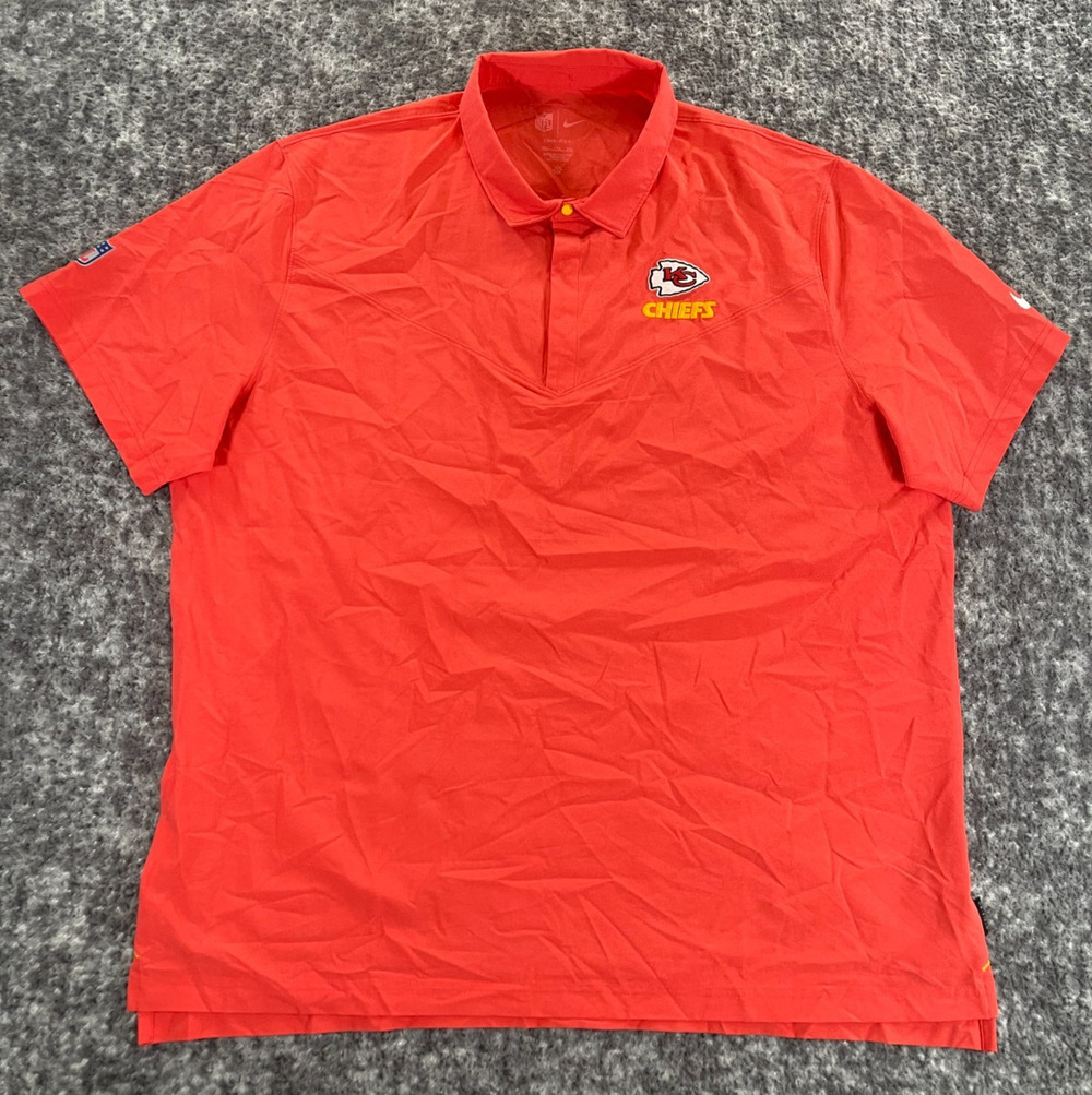 Kansas City Chiefs Nike Coaches Polo Shirt PINK 2XL Dri Fit Short Sleeve Snap